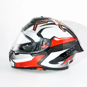 Carbon Fibre Racing Double Visor Full Face Motorcycle Accessories Sec Helmet Motorcycle With Spoiler