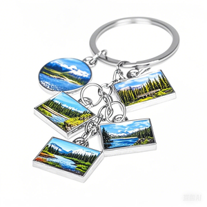 Llaveros de Metal multielemento con cadena de hoja de arce de <span class=keywords><strong>ciervo</strong></span> escénico con bandera <span class=keywords><strong>canadiense</strong></span> personalizada al por mayor - Product Image 5