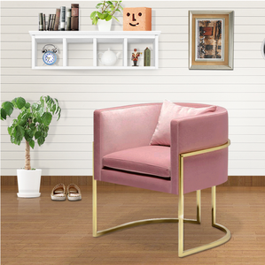 Chaise de manucure en forme de U Chaise à pain de luxe légère Chaise de canapé simple de maquillage <span class=keywords><strong>Fauteuil</strong></span> en velours avec pieds dorés pour le salon - Product Image 5