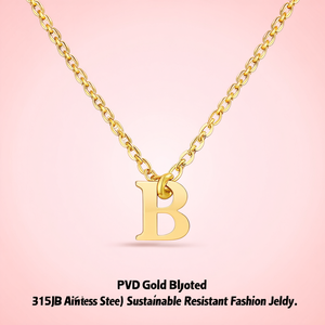 Collier avec pendentif lettre B en acier inoxydable 316L plaqué or PVD, bijoux de mode durables et résistants - Product Image 2