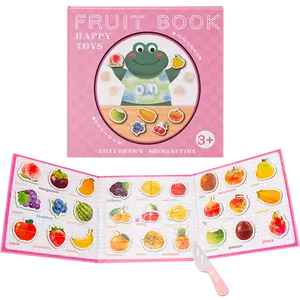 Venta caliente Niños Juguetes educativos felices Rompecabezas de frutas Libro Aprendizaje Fruta Juguete niños Fruta magnética Libro cognitivo