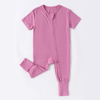 Combinaison bébé unisexe épaisse de marque XY pour nouveau-né, 80 cm, printemps/automne, 250 GSM, en fibre de bambou, style Morandi, fermeture éclair, manches courtes