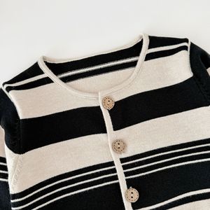 Kids Clothes Wholesale <b>Newborn</b> Baby Clothing Sets Striped <b>Cardigan</b> Sweater <b>Knit</b> Short Baby Items 0-36 month - Product Image 4