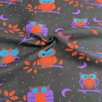 Tissu jacquard brodé de haute qualité en polyester, résistant aux plis, avec un motif d'hibou mignon, pour les vêtements des femmes et des enfants