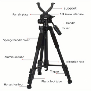 Durable Aluminum Alloy 4-Axial Telescopic <b>Tripod</b> EVA Foam Handle Adjustable Horseshoe Feet Quick Release for Outdoor <b>Hunting</b> - Product Image 3