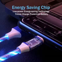 Cargador de Teléfono 3 en 1 de Alta Velocidad con Luz Fluida Brillante, Cable de Datos USB de Carga Rápida de Tendencia