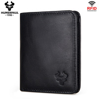 Dompet Kulit Asli Unisex Tipis dengan Penutup Ritsleting Vintage, Anti RFID, Slot Kartu Kredit, dan Kantong Koin dari Merek Mewah
