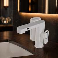 Robinet de cuisine monotrou sans contact en laiton, design moderne, à poser sur comptoir, avec distributeur de savon, finition brossée, garantie 5 ans