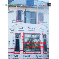 Fenêtres et portes en bois revêtues d'aluminium avec verre trempé fixe vertical moderne haute performance Huasin pour le marché du Canada et des États-Unis