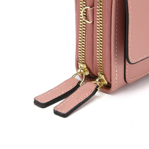 Factory <b>Ladies</b> <b>Wallet</b> High Quality Custom Zipper Short <b>Wallet</b> Phone Case Card Holder Polyester Waterproof PU Leather Tanjing - Product Image 5