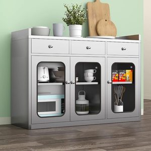 <b>Kitchen</b> <b>Sideboard</b> Cabinet 900mm Wide Glass Door Storage Dish Tea Cabinet Easy Clean Dining Room Use - Product Image 1