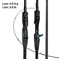 Canne à pêche spinning et casting 2 brins, ultra légère, action modérée, pour la pêche à la truite, au bar et à la perche, 1,5 m - 1,98 m, vente en gros