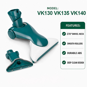 Cabezal de cepillo giratorio de repuesto para aspiradora, compatible con <span class=keywords><strong>Vorwerk</strong></span> VK130 VK135 <span class=keywords><strong>VK140</strong></span>, con rodillos lisos - Product Image 1