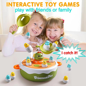 Jeu de société 4-en-1 Dinosaure EPT avec plateau musical rebondissant, pêche magnétique et jouet de capture pour enfants - Product Image 6