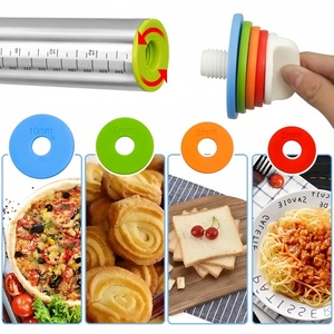 Rouleau à pâtisserie français en acier inoxydable de 16 pouces avec anneau de réglage d'épaisseur pour la pâtisserie et la confection de pâtes, rouleau à pâte en métal - Product Image 4