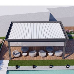 Base de perfiles rectangulares de aluminio y metal personalizada <span class=keywords><strong>para</strong></span> pérgola bioclimática a prueba de lluvia <span class=keywords><strong>para</strong></span> exteriores - Product Image 1