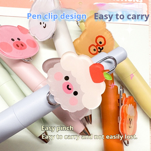 Bolígrafo de Gel Creativo con Adhesivo Acrílico de Animales Lindos, Bolígrafo de Bolsillo con Diseño de Dibujos Animados, Punta de Bala de 0.5 mm, Bolígrafo de Tinta de Gel para Escribir - Product Image 5