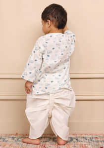 Kurta pour garçons imprimé éléphant crème avec pantalon Dhoti blanc, tenue ethnique traditionnelle pour enfants, idéale pour les fêtes et les mariages - Product Image 2