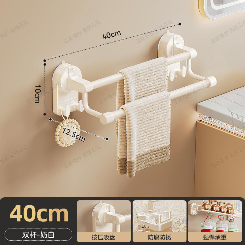 Ventosa doble con varilla de 40 cm, color blanco lechoso.