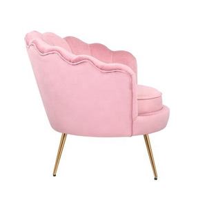 Poltrona Moderna in Velluto <span class=keywords><strong>Rosa</strong></span> con Gambe Dorate per Soggiorno - Product Image 2