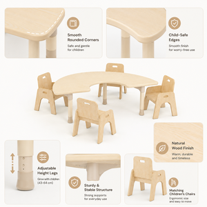 Ensemble de <span class=keywords><strong>table</strong></span> et chaises en bois pour garderie, mobilier d'activités pour enfants, préscolaire, maternelle, salle de classe, équipement d'apprentissage en groupe, matériel de surveillance des enfants - Product Image 2