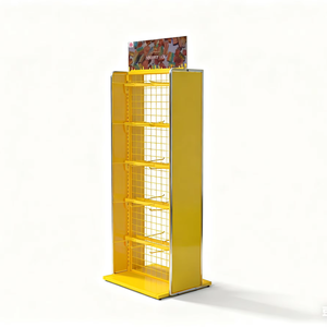 Estante de exhibición moderno portátil de <span class=keywords><strong>metal</strong></span> a prueba de óxido con estantes desmontables y acabado de barniz para uso doméstico y minorista - Product Image 1