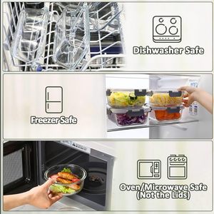 Contenants multifonctionnels pour la préparation des repas, contenants alimentaires en verre sans BPA, boîte à lunch étanche avec couvercle au design innovant - Product Image 4
