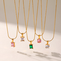 Collier pendentif en cristal coloré délicat KITI, plaqué or 18 carats, acier inoxydable, mini bijoux en pierres précieuses pour femmes