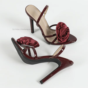 Fashion Ladies Slingback Pumps Female Shoes <b>Open</b> Toe Rose Flower Styles New Heels Sandals for Women - Product Image 4