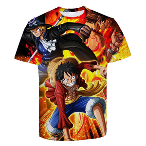Camiseta de Anime con Estampado <span class=keywords><strong>3D</strong></span>, Corte Regular, Cuello Redondo, 100% Algodón, Ecológica, Ligera, Transpirable, Informal, Básica - Product Image 1