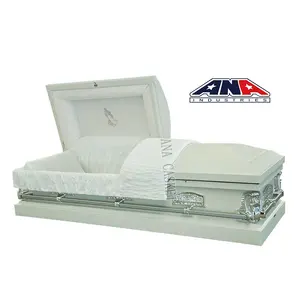 ANA 20 Ga钢非密封美式饰面银突出白色棺材和棺材