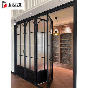 Portes pliantes étanches pour cuisine ouverte, en alliage d'aluminium fin, coulissant en verre pour la séparation de la salle de bain et du balcon, <span class=keywords><strong>sans</strong></span> <span class=keywords><strong>rail</strong></span> - Product Image 2