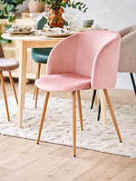 Chaise de tulipe de meubles de maison de jambes d'or rose de l'ue BRITANNIQUE de chaise de velours dinant le velours en gros dinant des chaises pour la salle à manger/salon