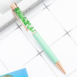 Fantezi kız gül altın Metal lüks sıvı kalemler güzel gerçek kuru çiçek dekor hayvan tasarım hediye ile özelleştirilmiş Oem siyah kalemler - Product Image 6