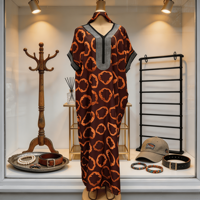 Vestido de Rayón Tallas Grandes con Estampado Africano Tradicional Kitenge y Pedrería - Hermoso Conjunto de Ropa Africana