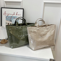 Tas Tote Kasual Wanita dari Kertas DuPont Berkualitas Tinggi, Kapasitas Besar, Trendi, Serbaguna, Lapisan Poliester, Tahan Air, Tas Pantai
