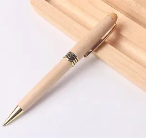 Высококачественная Экологически чистая деревянная шариковая ручка с индивидуальным логотипом, оптовая продажа деревянных шариковых ручек
