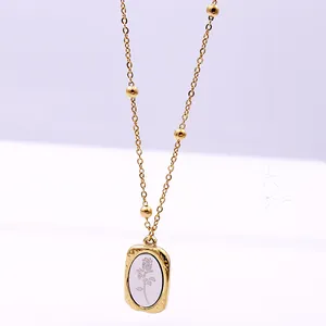 Colares Inoxidavel Original Gold Filled Adjustable Stainless Steel Necklace Woman Box Chain Geometric Triangle Pendant Necklace