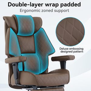 <span class=keywords><strong>Chaise</strong></span> <span class=keywords><strong>de</strong></span> <span class=keywords><strong>bureau</strong></span> confortable et rembourrée en marron, capacité 400 lbs, pour PDG, <span class=keywords><strong>bureau</strong></span> à domicile, grande taille, avec repose-pieds pour personnes corpulentes - Product Image 2