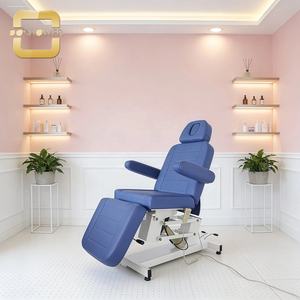 Table de massage bleue avec 3 moteurs électriques, <span class=keywords><strong>repose</strong></span>-pieds et dossier réglables électriquement, pour centre de massage. - Product Image 1
