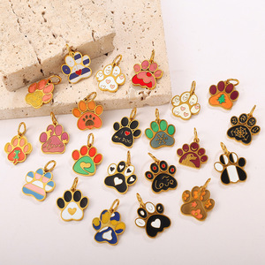 จี้รูปอุ้งเท้าสุนัข สแตนเลสสตีล แบบหยดน้ำมัน สำหรับทำเครื่องประดับ DIY ขนาดเล็ก ป้ายชื่อสัตว์เลี้ยง - Product Image 1