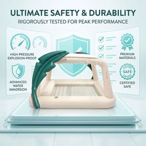 Piscina Inflable Blanca Premium para Broncearse con Almohada Integrada y Decoración Elegante con Flecos para Exteriores - Product Image 3