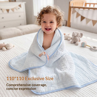 Serviette de bain pour bébé en coton mousseline de bambou, 6 couches, carrée, 43x43 pouces, douce, absorbante, pour nouveau-né de 0 à 12 mois, serviette de bain pour tout-petit