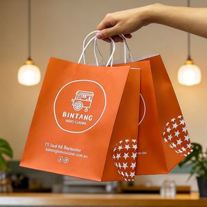 Sac en papier pour la nourriture à emporter, cuisine indonésienne, personnalisé avec logo, écologique, recyclable, biodégradable, jetable - Product Image 5