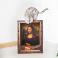 Haute densité BC papier ondulé Mona Lisa chat grattoir cadre photo élégant chat gratter maison chat arbre à chat grattoir
