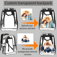 Sac à dos transparent personnalisé avec logo, sac à livres transparent, créez votre propre design avec nom, texte, photo, sac transparent pour le travail et les voyages