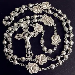 Rosario Católico con Cuentas Plateadas, Estuche para Rosario, Caja <span class=keywords><strong>de</strong></span> Regalo con <span class=keywords><strong>Cruz</strong></span>, Crucifijo - Product Image 4