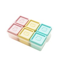 Boîte de conservation alimentaire pour bébé en silicone à 6 compartiments, compatible congélateur, bac à glaçons amovible, motif jacquard animal