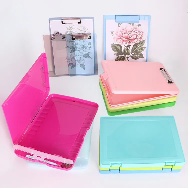 YUZMEI Plastic A4 Container File Organizer Clear Design Document Storage File Box Plastic Portable Project Cases A4 With Handle