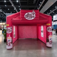 Tente gonflable publicitaire personnalisée rouge et rose en tissu Oxford, stand promotionnel portable, kiosque de marque pour événements et fêtes
